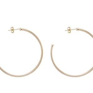 Gold Textured Hoop Earrings - Women's Jewelry